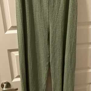 Green Textured Women's Pants